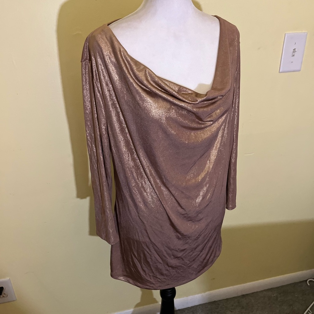 Susan Lawrence Metallic Bronze Top Size Large